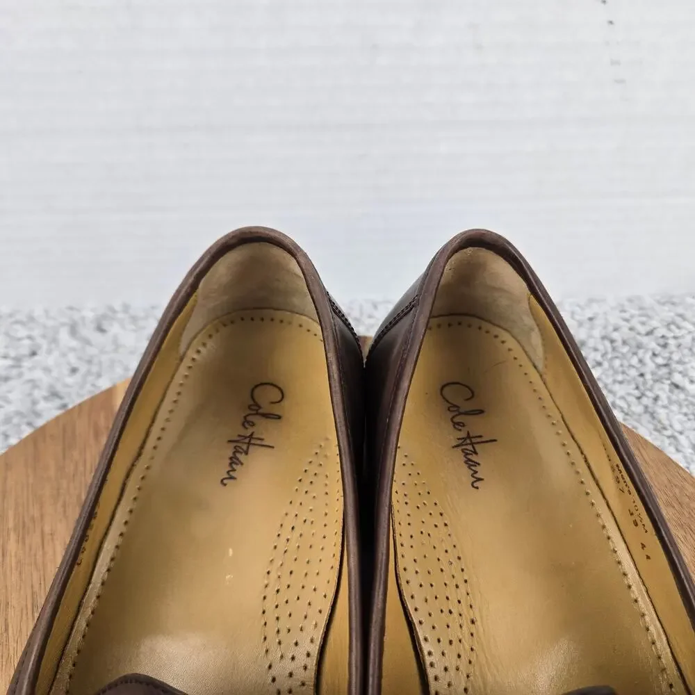 Cole Haan Mens 10.5M Ascot Brown Leather Business Casual Moc Toe Horsebit Loafer